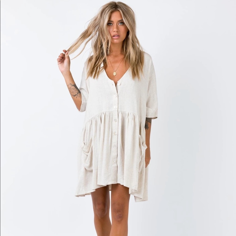 Princess Polly The Sandy Mini Dress - Natural
